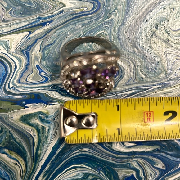 AMETHYST Dinner/Cocktail Rhinestones Large Ring size 9 - Picture 10 of 10